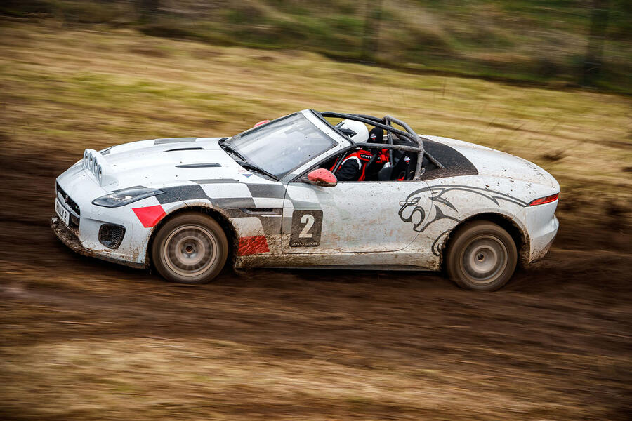 87 Jaguar ftype rally drive gravel side