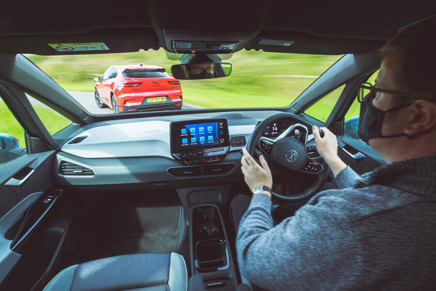 97 New vw id3 vs used jag i pace over shoulder