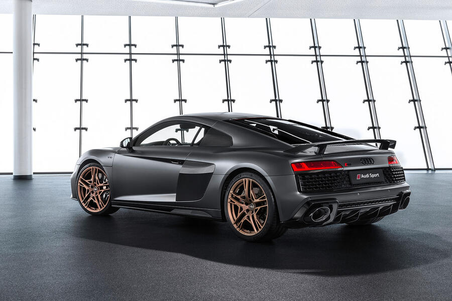 98 Audi r8 v10 decennium press hero rear
