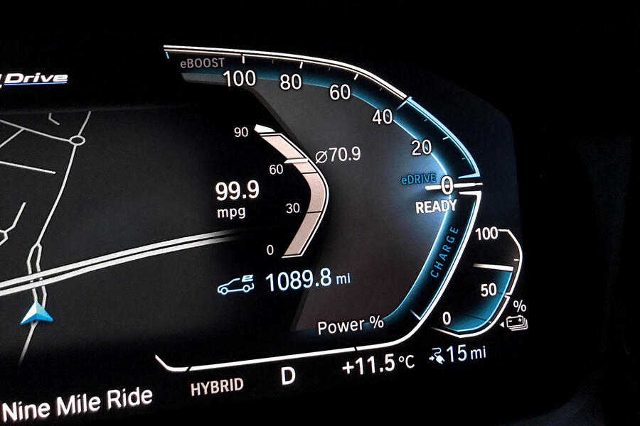Bmw 330e long term dashboard mpg