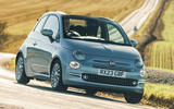 fiat 500c hybrid review 2024 01 cornering front