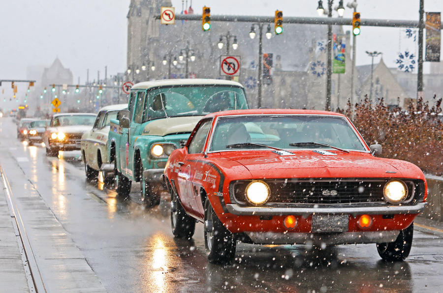 Detroit motor show 2019 - muscle cars in the snow