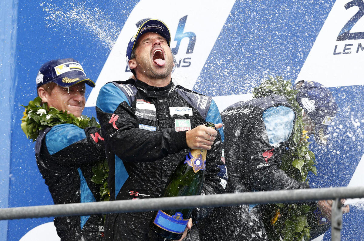 L r patrick long patrick dempsey podium